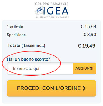 dove inserire il coupon Farmacia Igea